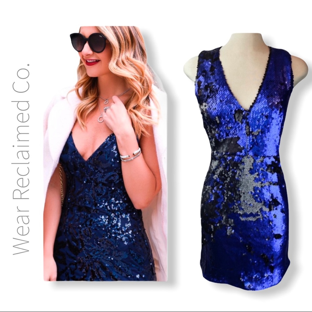 NWT SHINESTAR Sequin Bodycon Open Back Mini Dress